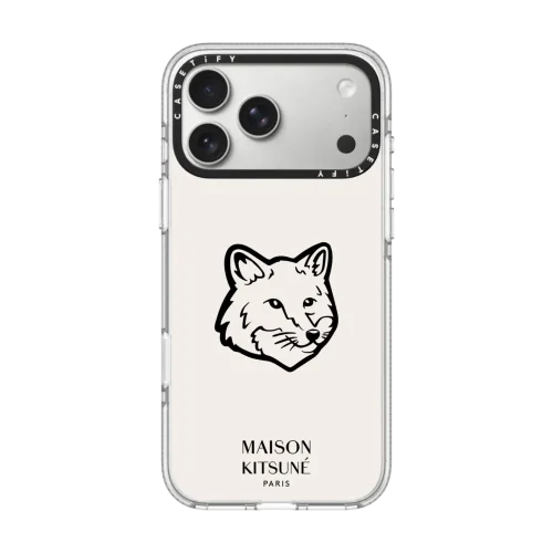 透明 Maison Kitsuné Fox Head Phone Case - Dove White