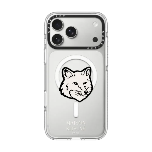 透明 Maison Kitsuné Fox Head Phone Case - Black