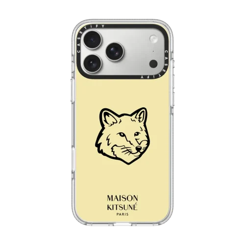 透明 Maison Kitsuné Fox Head Phone Case - Pastel Yellow
