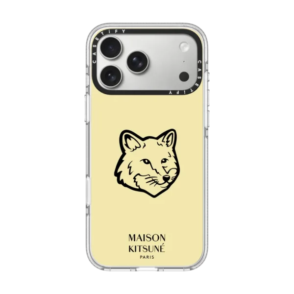 透明 Maison Kitsuné Fox Head Phone Case - Pastel Yellow