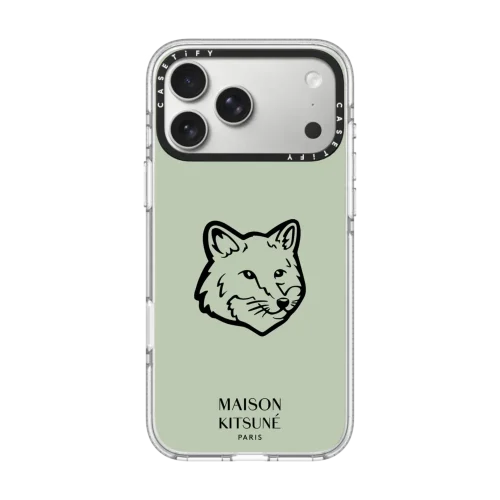 透明 Maison Kitsuné Fox Head Phone Case - Soft Mint