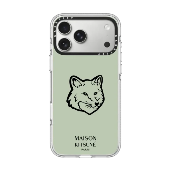 透明 Maison Kitsuné Fox Head Phone Case - Soft Mint