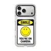 透明 SMILE! Caution You're On Camera Phone Case - White Print Edition