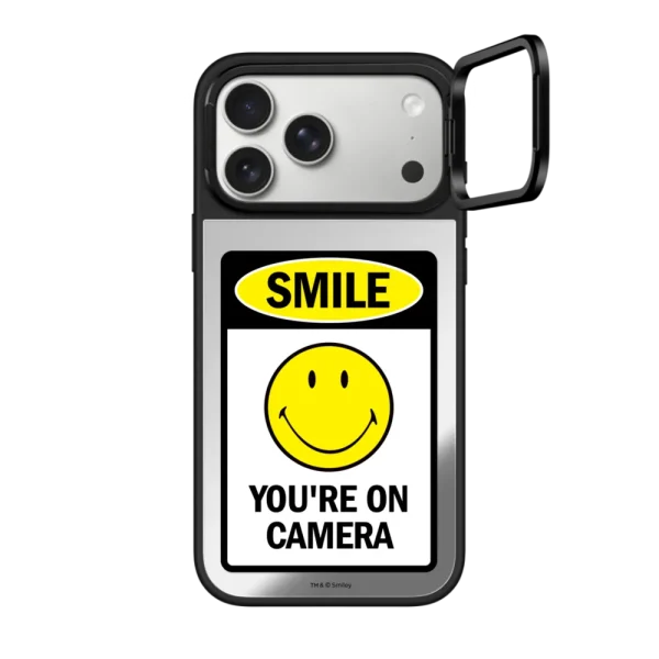 镜面相机 SMILE! Caution You're On Camera Phone Case - White Print Edition