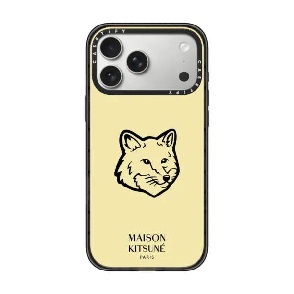 黑框 Maison Kitsuné Fox Head Phone Case - Pastel Yellow