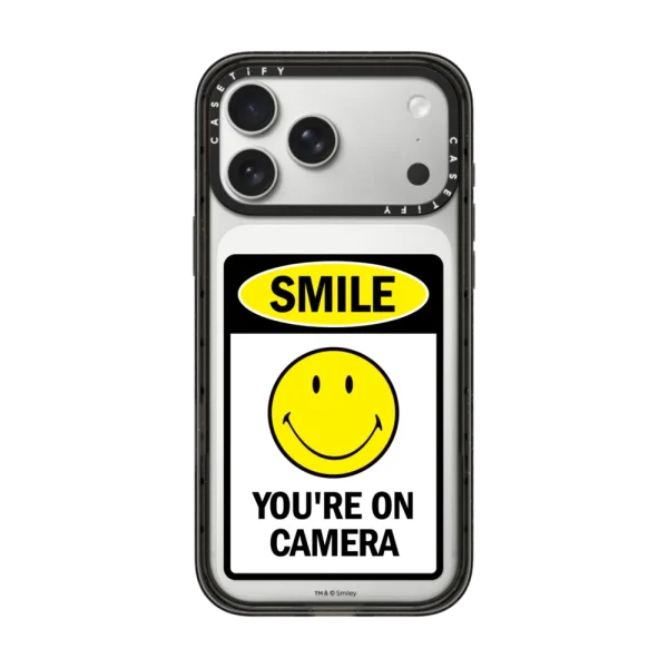 黑框 SMILE! Caution You're On Camera Phone Case - White Print Edition