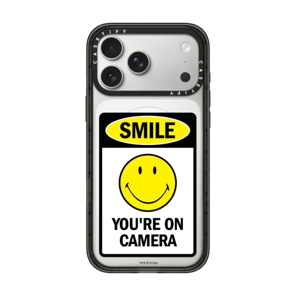 黑框磁吸 SMILE! Caution You're On Camera Phone Case - White Print Edition