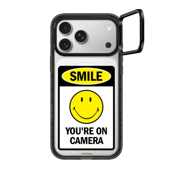黑框磁吸相机 SMILE! Caution You're On Camera Phone Case - White Print Edition