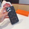 LV レザーパッチスマホケース ブラウン