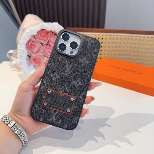 LV レザーパッチスマホケース ブラウン