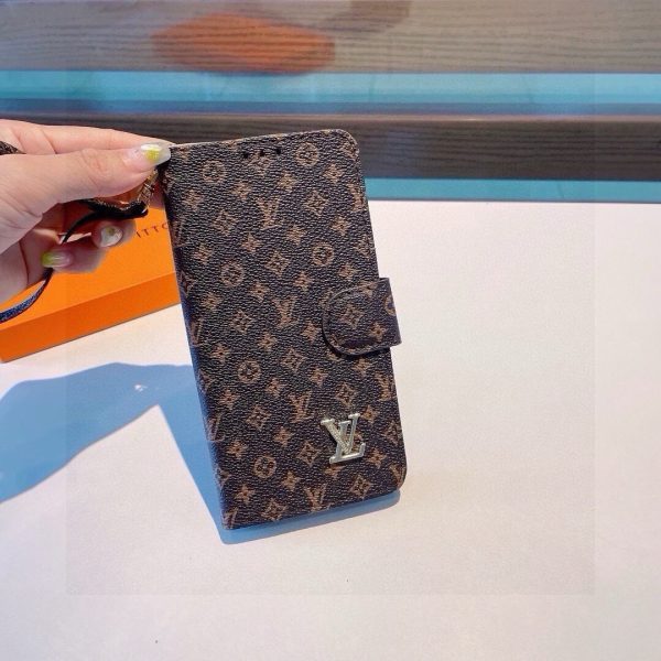 LV フラップ金具ケース ブラウン