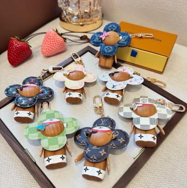 LV チェック柄キーホルダー ベージュ