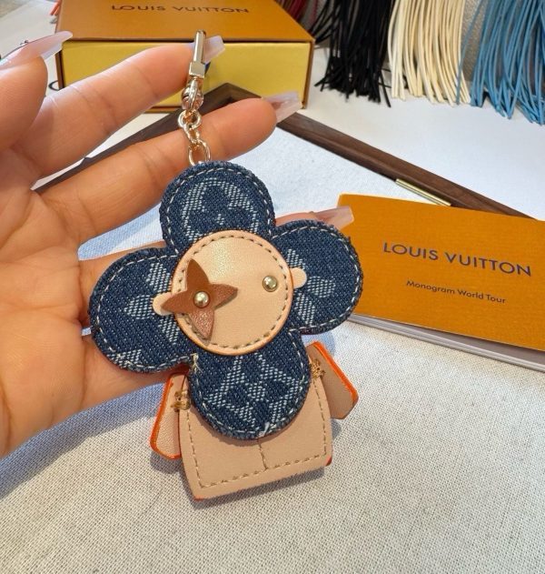 LV デニムモノグラムキーホルダー ブルー