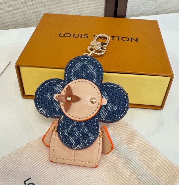 LV デニムモノグラムキーホルダー ブルー