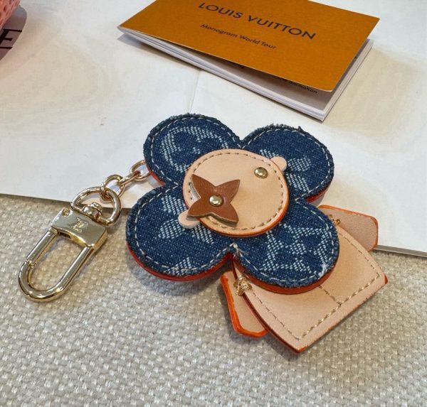 LV デニムモノグラムキーホルダー ブルー
