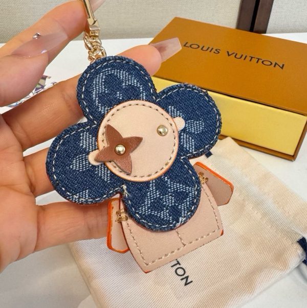 LV デニムモノグラムキーホルダー ブルー