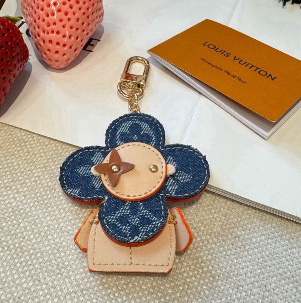 LV デニムモノグラムキーホルダー ブルー