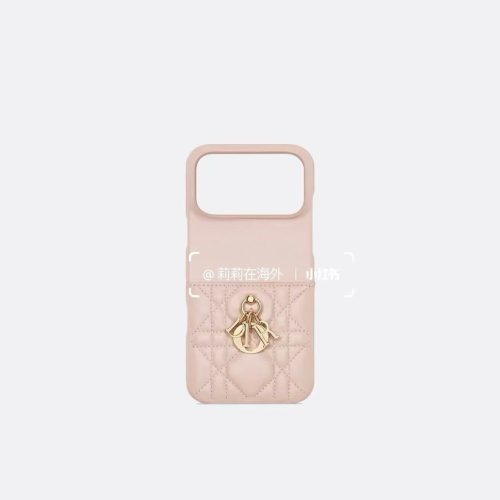 DIOR キルティングスマホケース ピンク