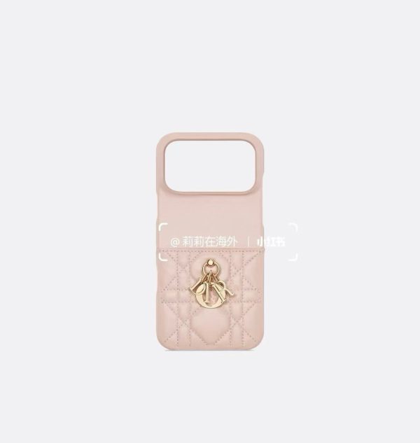 DIOR キルティングスマホケース ピンク