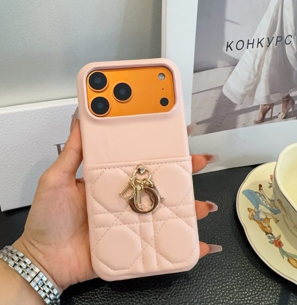 DIOR キルティングスマホケース ピンク