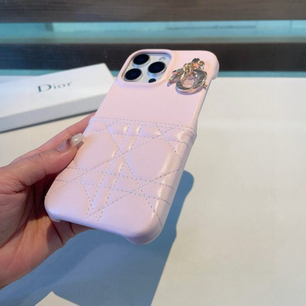 DIOR キルティングスマホケース ピンク