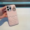 DIOR キルティングスマホケース ピンク