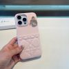 DIOR キルティングスマホケース ピンク