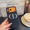 DIOR クロコ柄スマホケース ブラックオレンジ