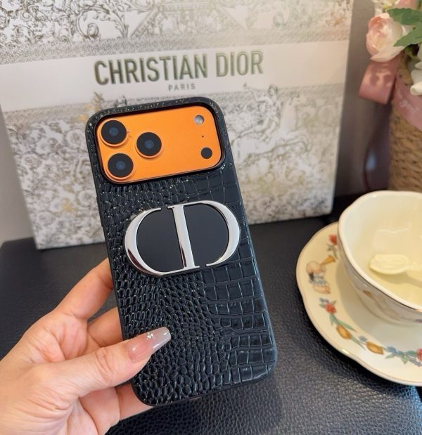 DIOR クロコ柄スマホケース ブラックオレンジ