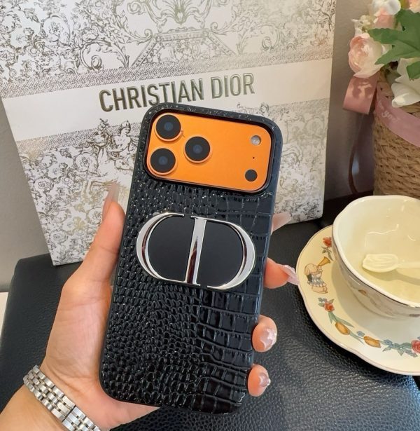 DIOR クロコ柄スマホケース ブラックオレンジ