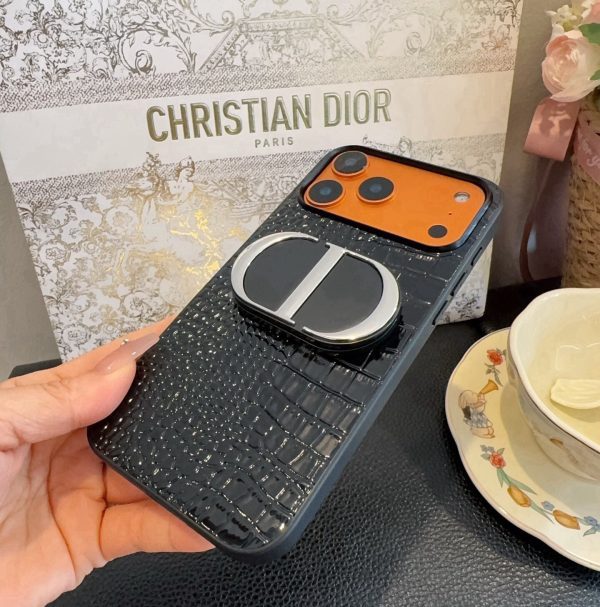 DIOR クロコ柄スマホケース ブラックオレンジ