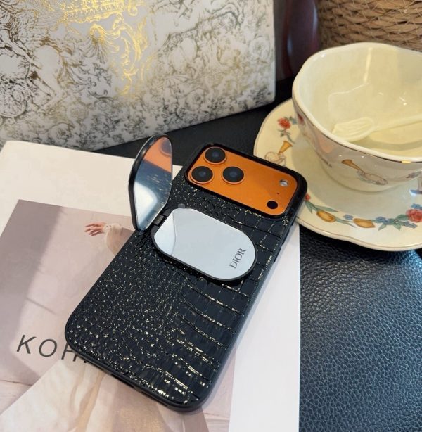 DIOR クロコ柄スマホケース ブラックオレンジ