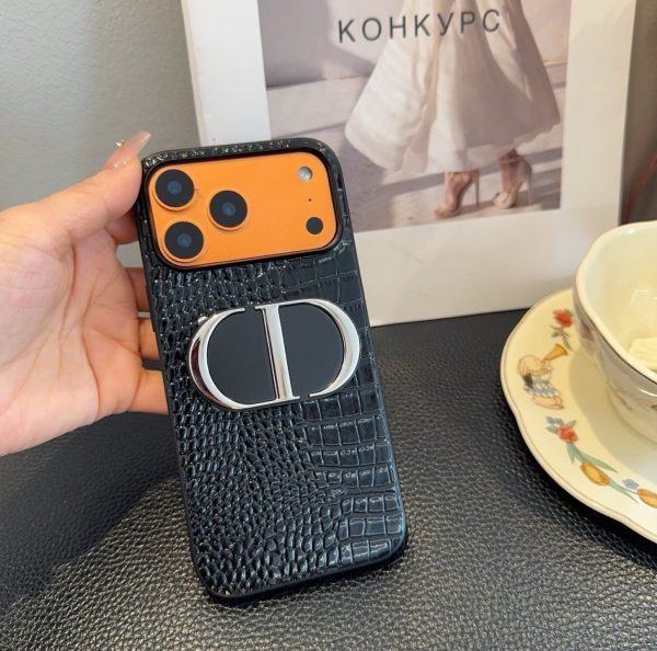 DIOR クロコ柄スマホケース ブラックオレンジ