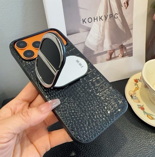 DIOR クロコ柄スマホケース ブラックオレンジ