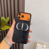 DIOR クロコ柄スマホケース ブラックオレンジ