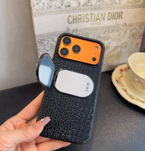 DIOR クロコ柄スマホケース ブラックオレンジ