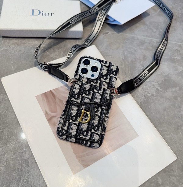DIOR ロゴストラップケース ブラックホワイト