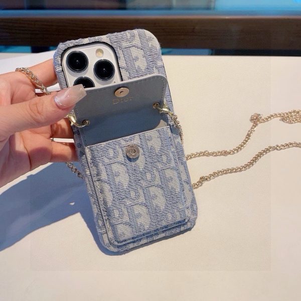 DIOR オブリックチェーンショルダーケース ブルー