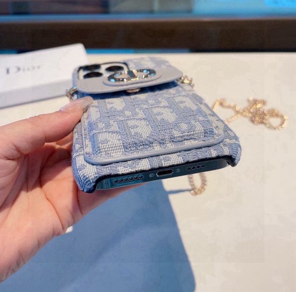 DIOR オブリックチェーンショルダーケース ブルー