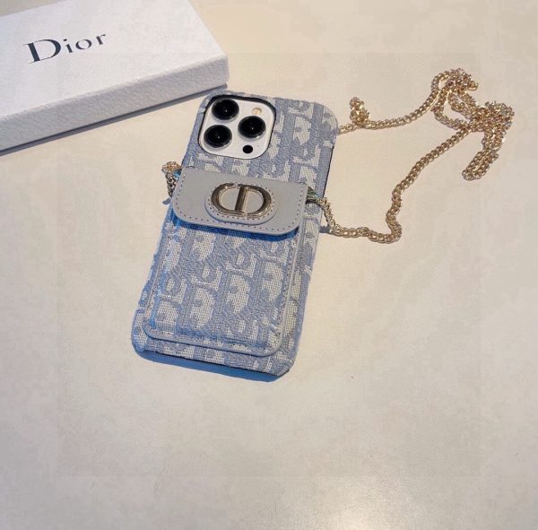 DIOR オブリックチェーンショルダーケース ブルー