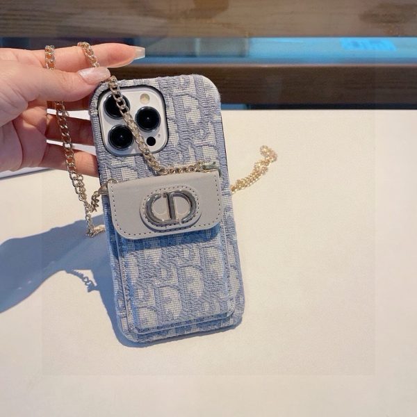 DIOR オブリックチェーンショルダーケース ブルー