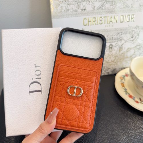 DIOR 型押しカードケース ブラックオレンジ