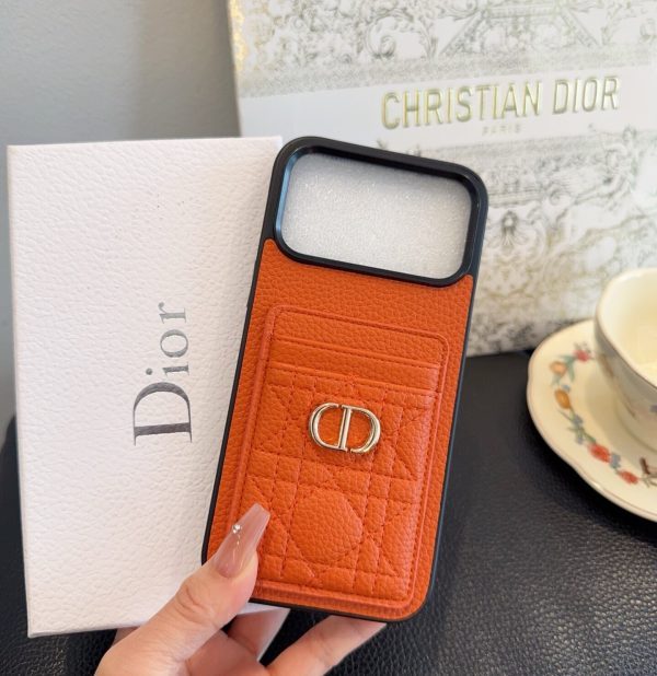 13434315949246598 DIOR 型押しカードケース ブラックオレンジ