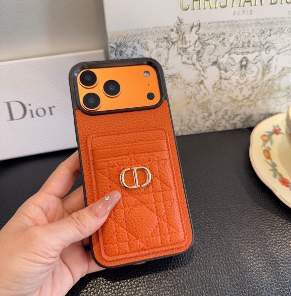 13434315950476957 DIOR 型押しカードケース ブラックオレンジ