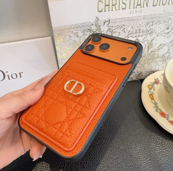 13434315953456907 DIOR 型押しカードケース ブラックオレンジ