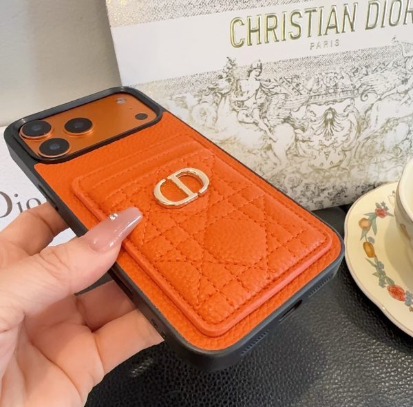 13434315955167371 DIOR 型押しカードケース ブラックオレンジ