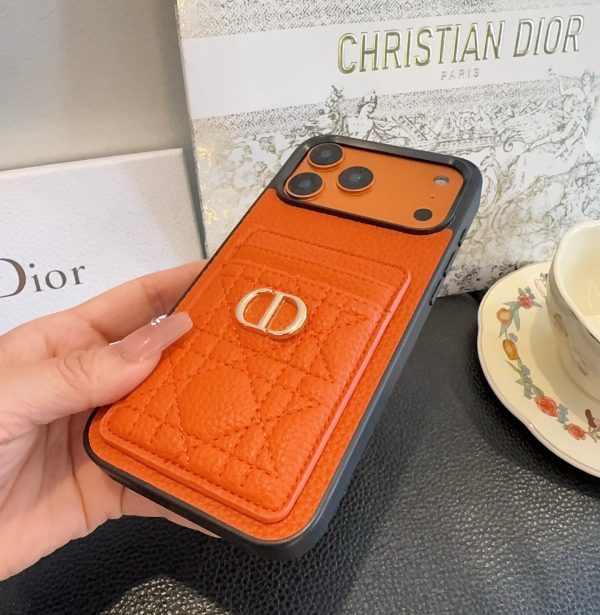13434315956619939 DIOR 型押しカードケース ブラックオレンジ