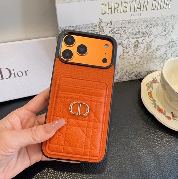 13434315958243564 DIOR 型押しカードケース ブラックオレンジ
