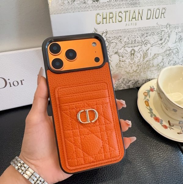 13434315959451149 DIOR 型押しカードケース ブラックオレンジ