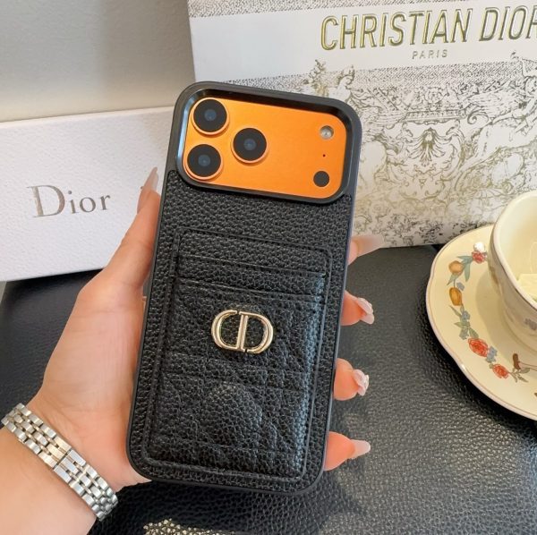 13434315989573030 DIOR 型押しカードケース ブラックオレンジ